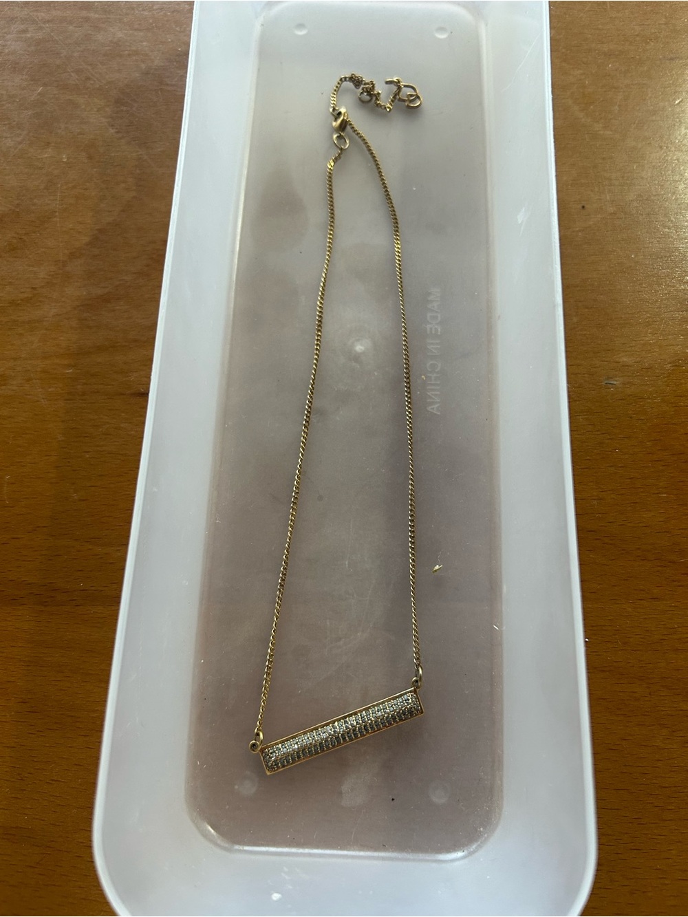 Delicate Gold Bar Necklace with Pavé Crystals Dean Davidson